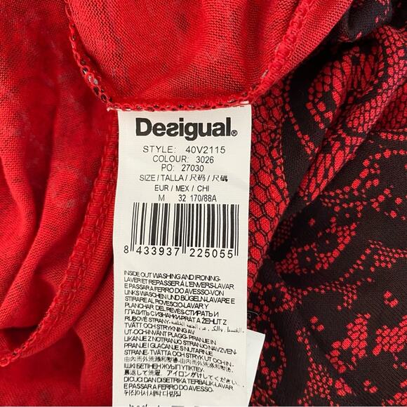 Desigual Red Black Tank Dress Sleeveless Knee Length size medium - Picture 8 of 8